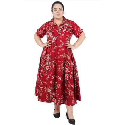 Women's Polyester Fit and Flare Maroon Dress Size 6XL (Maroon)