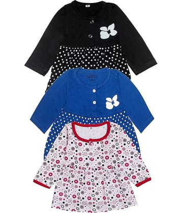 Babeezworld Pack of 3 Baby Girls 100% Cotton Frocks ( Multi )