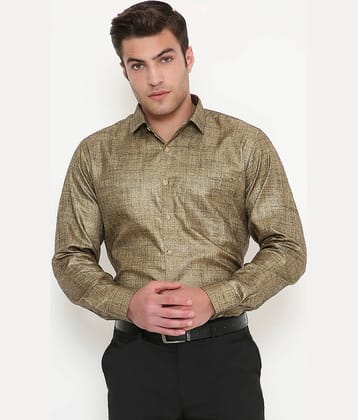 Maharaja Cotton Blend Slim Fit Full Sleeves Men's Formal Shirt - Gold ( Pack of 1 )