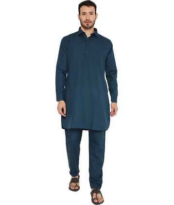 Maharaja Green Polyester Blend Kurta Pyjama Set