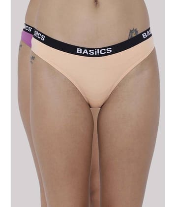 BASIICS By La Intimo Pack of 2 Cotton Lycra Solid Women's Bikini ( Multicolor ) BCPBR080B