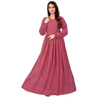 SARINKU Georgette Gown for Women Stylish Western Gown Long Dress