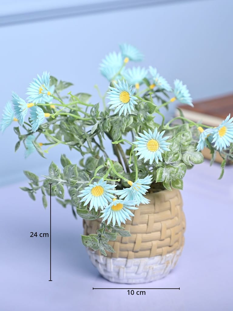 Cozy Charm - Knitted Design Faux Plant with Plastic Pot