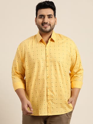 Mens Cotton Blend Mustard & Navy Printed-46