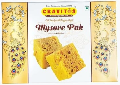 Cravitos Mysore Pak | Authentic Indian Sweet | Melt-in-Mouth Texture | Crafted with Care | Freshly Made 200g Pack of 5