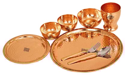Handcrafted Pure Copper Hammered Dinner Set (8 Pieces) 12'' Inch