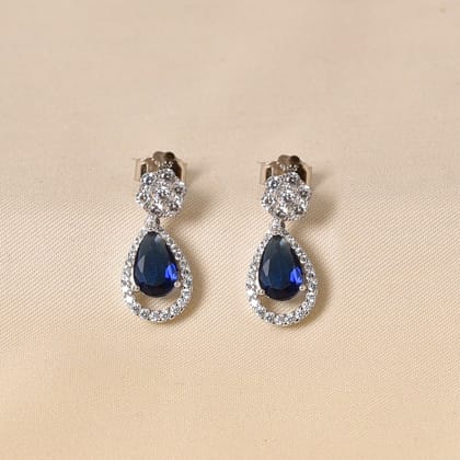 Macro Drop Earrings - Dark Blue