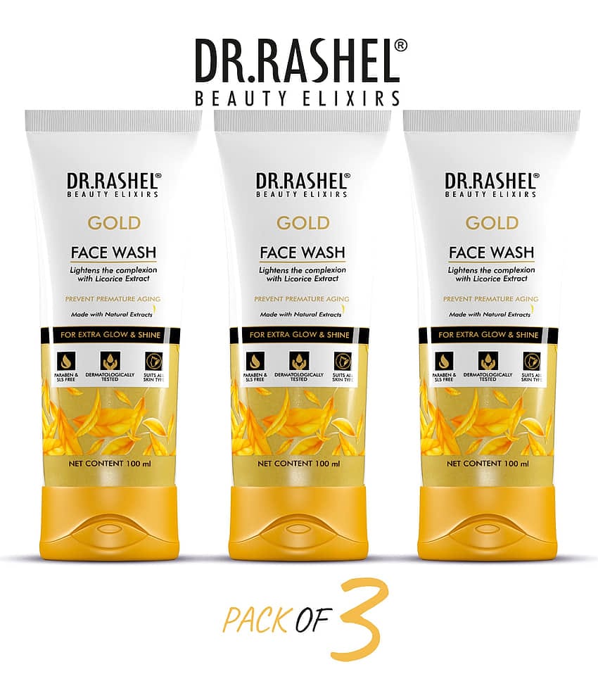 DR.RASHEL Gold Infused with Microparticles for Firm & Radiant Skin, All Skin Types Face Wash ( Pack of 3 )