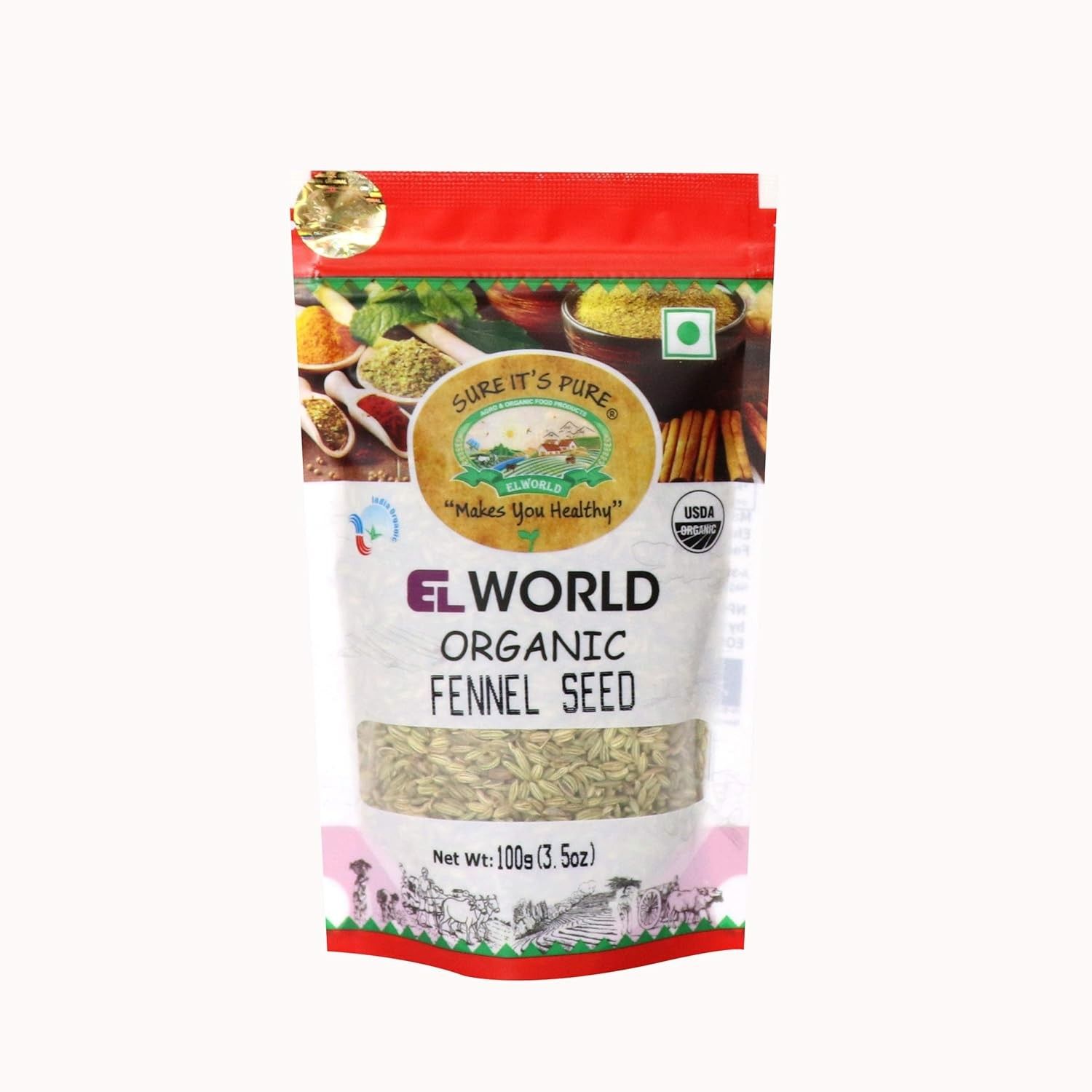 Elworld Agro & Organic Food Products Fennel Seeds 100g