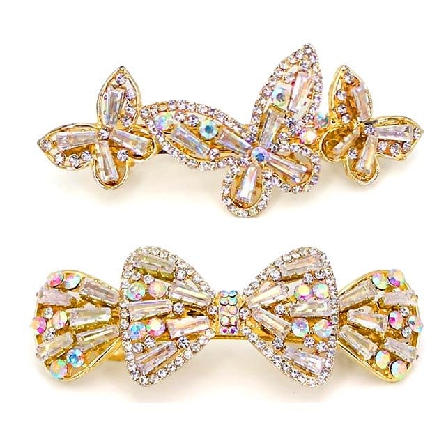 Ivory Crystal Hair Clip-Silver