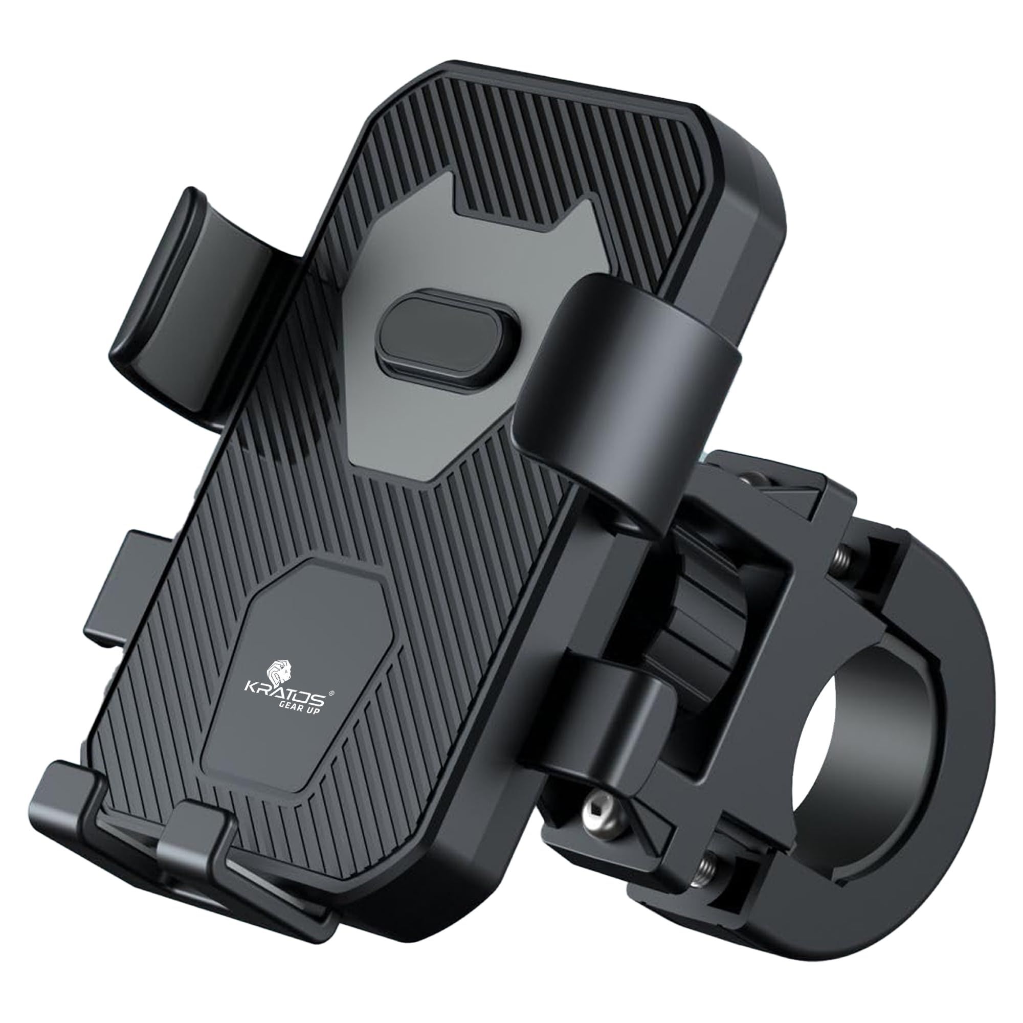 Kratos Mobile Holder for Bike with One-Touch Lock, 360 Rotating Adjustable Phone Mount for Bike Handlebar, Heavy Duty Shockproof Mobile Stand for Motorcycles, Universal Anti-Slip Bike Mobile Holder Black