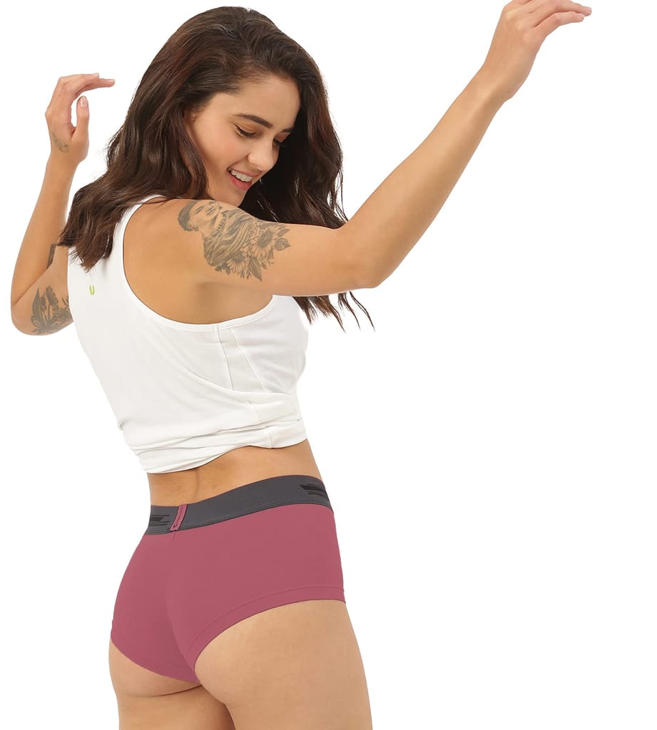 Freecultr Women's Underwear Antibacterial Micromodal Airsoft | Boxer Brief - Non-Itch, No Chafing, Sweat-Proof Comfort Pack of 1-Rossini Red