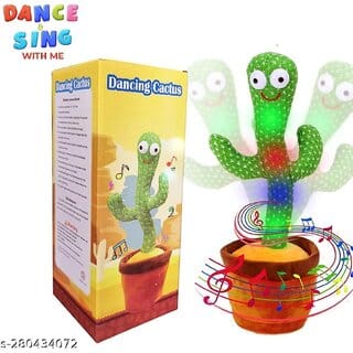 Green Dancing and Musical Cactus Toy  Interactive Fun for Kids and Adults (Green)