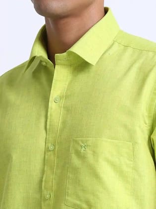 Cotton Linen Green Colour Half Sleeve Shirt-38