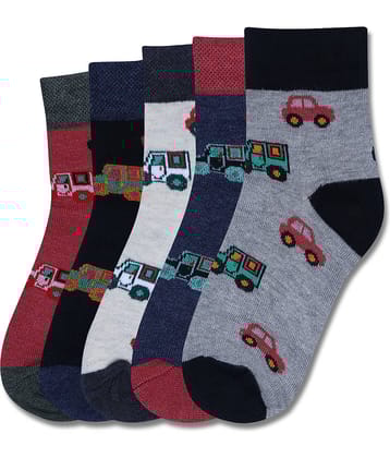 Dollar Multicolor Cotton Blend Boy's Ankle Length Socks ( Pack of 5 )