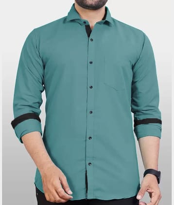 jeevaan... the perfact fashion Cotton Blend Regular Fit Solids Full Sleeves Men's Casual Shirt - Teal ( Pack of 1 )