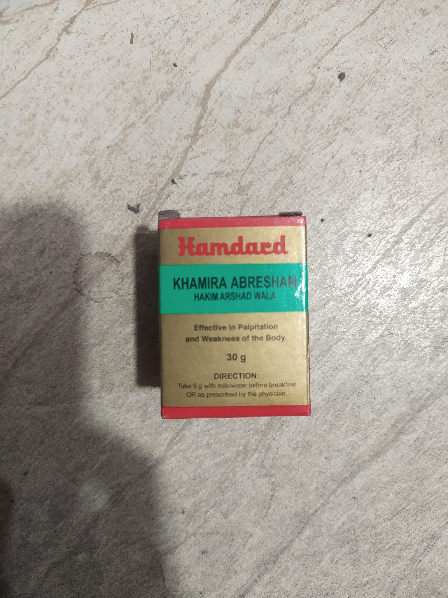 Hamdard Khamira abresham Hakim arshad wala Effective in palpitation And weakness of the body. 30 g 