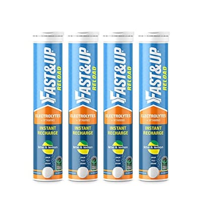 Fast&Up Reload Instant Energy and Hydration Sports Drink - Pack of 4 tubes with 20 tablets each - Lime&Lemon Flavour