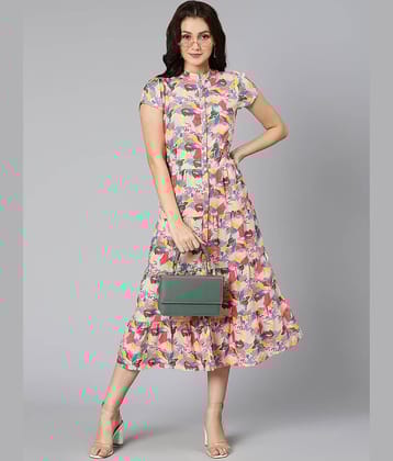 Oxolloxo Women Viscose Rayon Printed A-line Dress ( Multicolor )