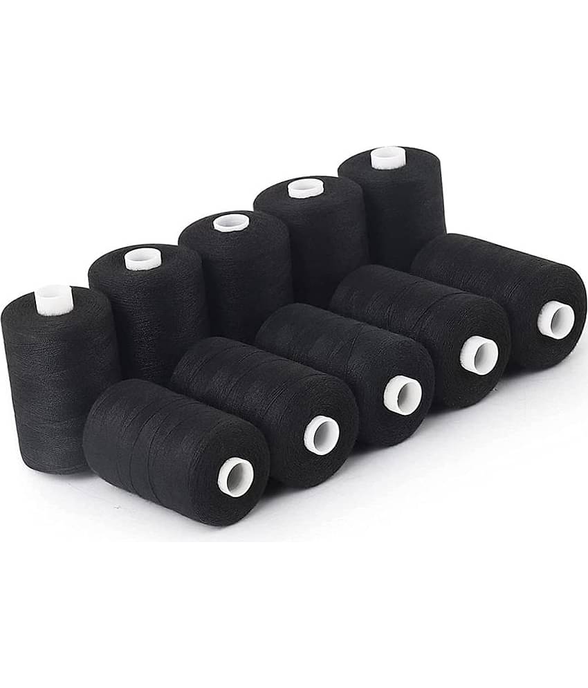 Shree Shyam™ Sewing Thread 10 Black Reels 800 Meter Each spools