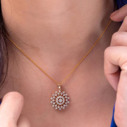 Amanda Moissanite Silver Pendant with Chain | 22KT Gold Vermeil-Yellow Gold