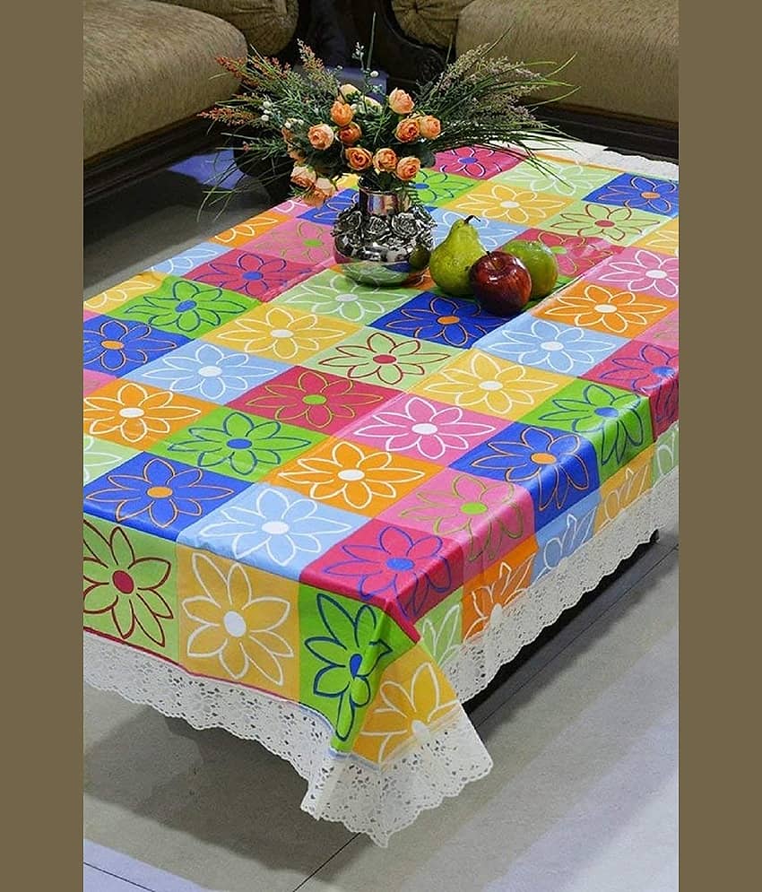 PVC Printed 4 Seater Rectangular Centre Table Cover Table Cover (150x100 cm)-Multicolor
