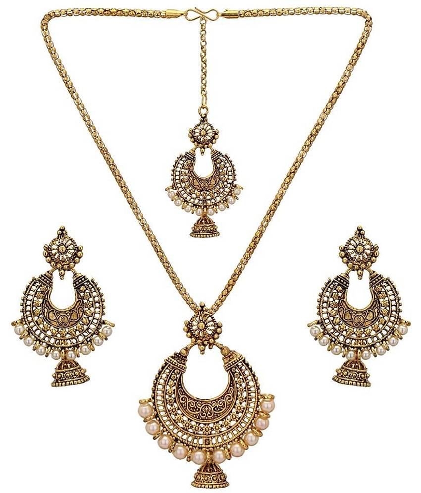 Bhagya Lakshmi Alloy Brown Contemporary Contemporary/Fashion Antique Necklaces Set