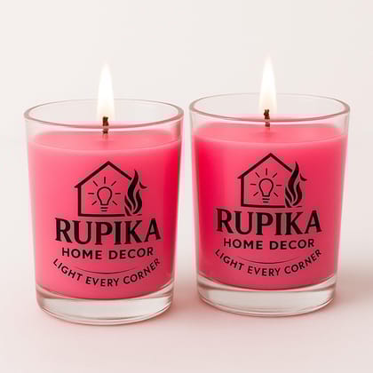 RUPIKA | Set of 6 Glass Rose Scented Candles | Elegant Decorative Aromatherapy Candles for Home D�cor, Gifting & Festive Celebrations