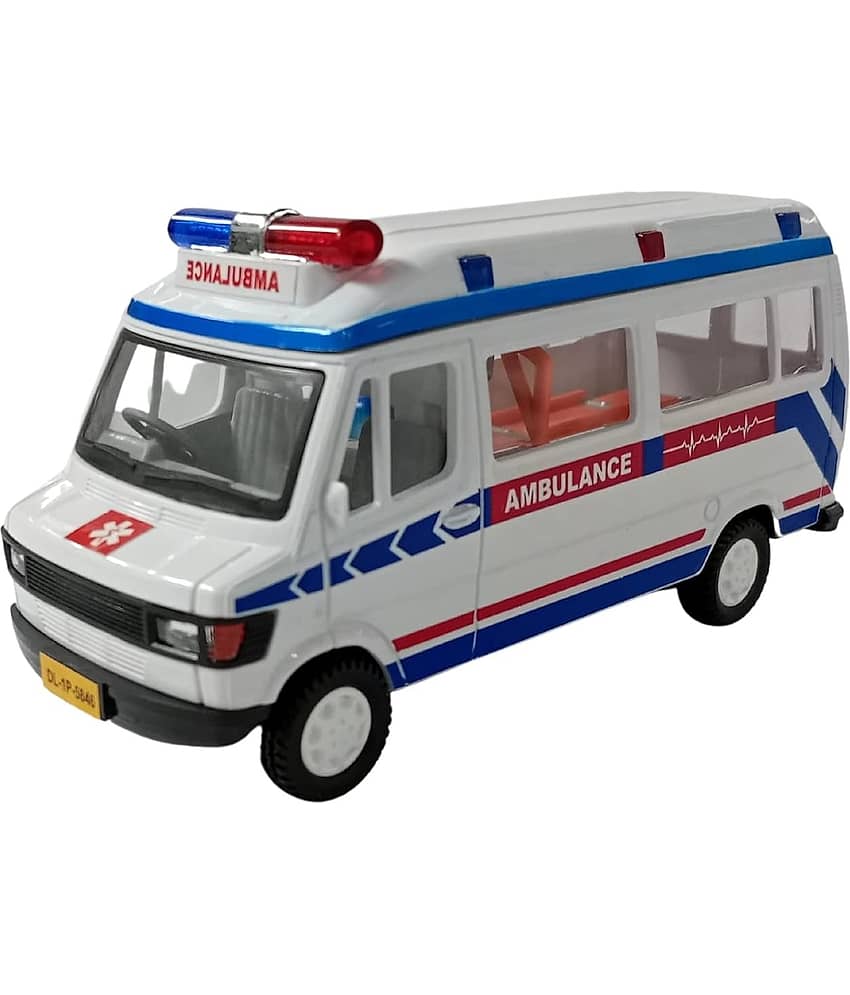 Ambulance Toy for Kids | Pull Back Action Miniature Scaled Model Vehicle Toy | Friction Powered Toys