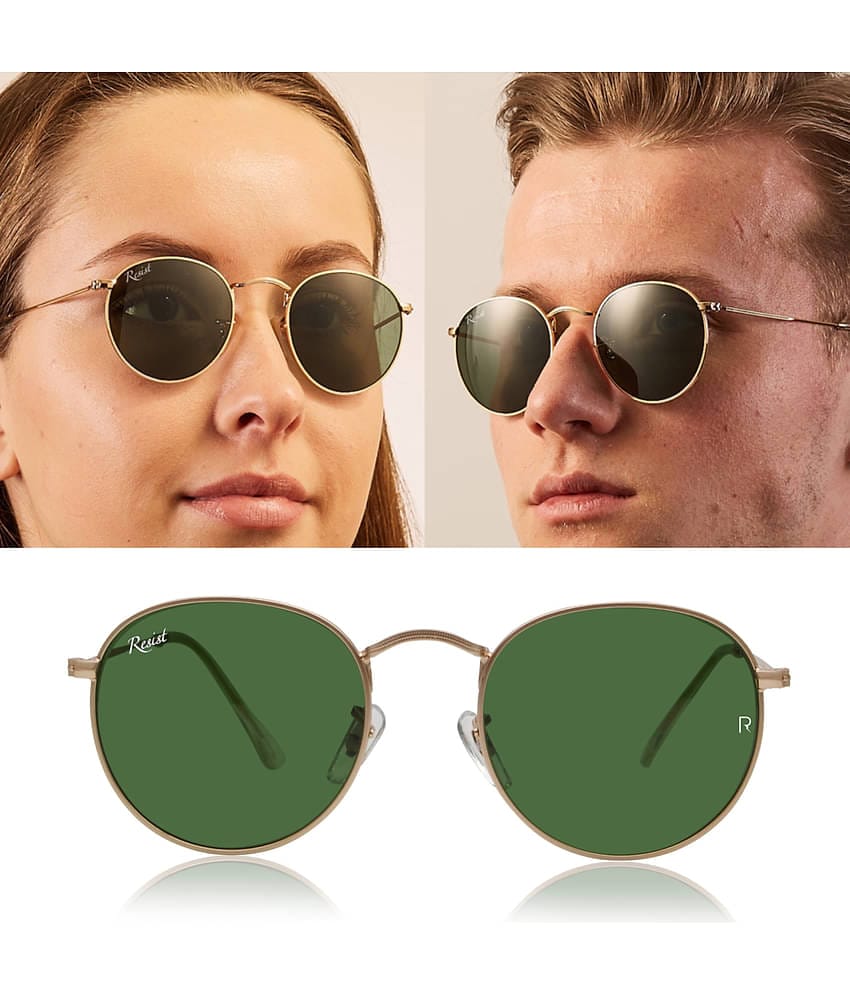 RESIST EYEWEAR Gold Round Sunglasses ( Pack of 1 )