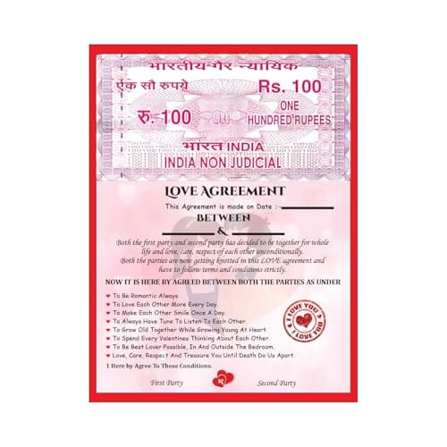 THE MAGICAL GIFTS Love Agreement Certificate Gift for Boyfriend Girlfriend Husband Wife | Romantic Funny Valentine Birthday Anniversary Gift for Couples to Personalize (Style1, 8by11)