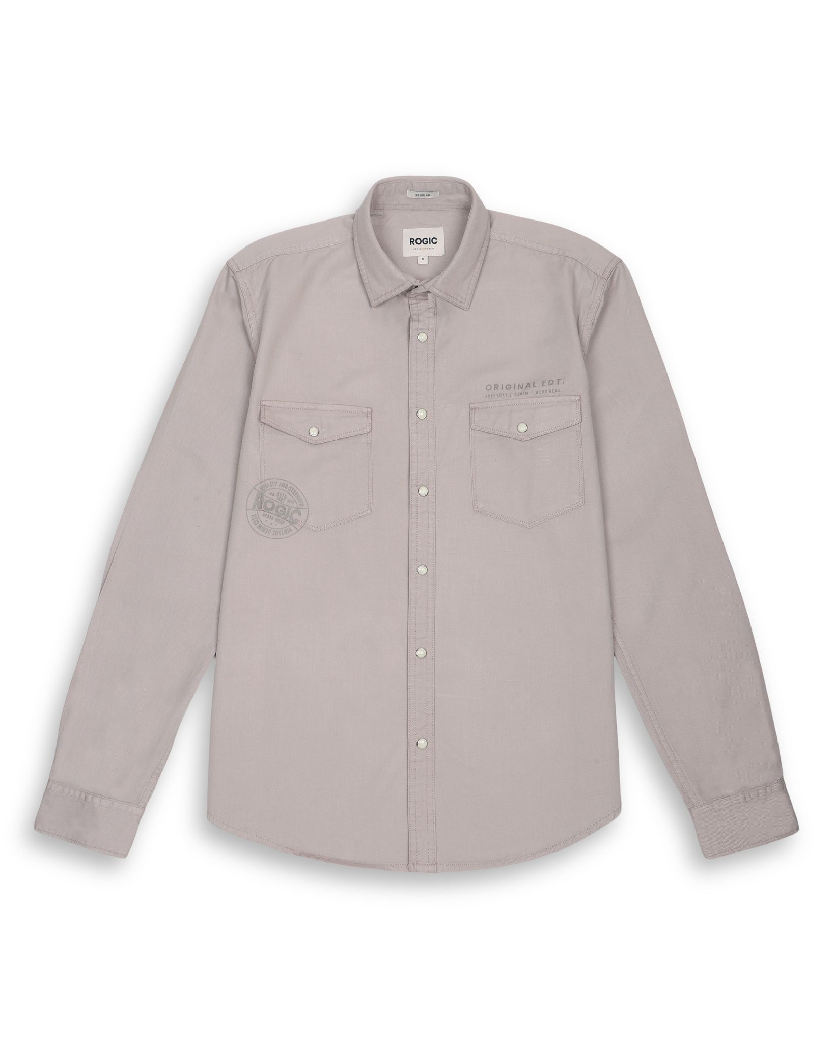 DOUBLE POCKET SOLID SHIRT IN CHIKOO-M