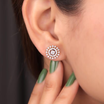Tania Silver Stud Earrings for Women-Yellow Gold