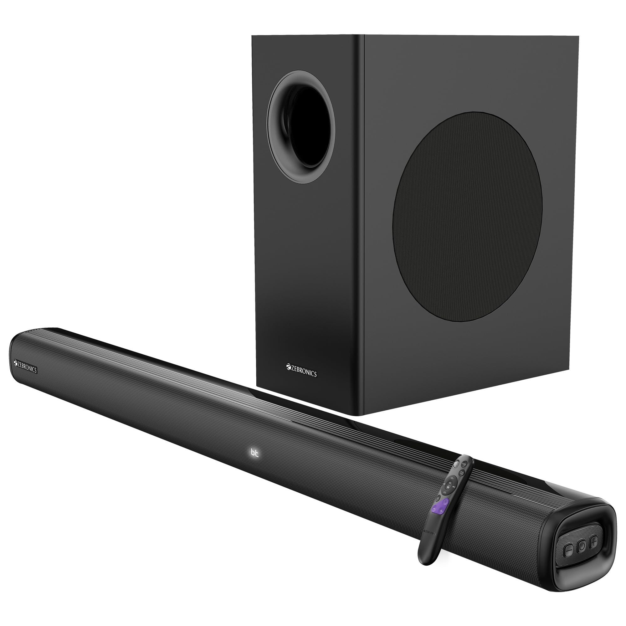 ZEBRONICS Juke BAR 4100 Soundbar, 200 Watts, Virtual 5.1, Quad Driver Soundbar, 6.5" Subwoofer, Wall Mountable, Bluetooth v5.0 | HDMI (ARC) | Optical in | USB | AUX ZEBRONICS Juke BAR 4100 Soundbar, 200 Watts, Virtual 5.1, Quad Driver Soundbar, 6.5" Subw