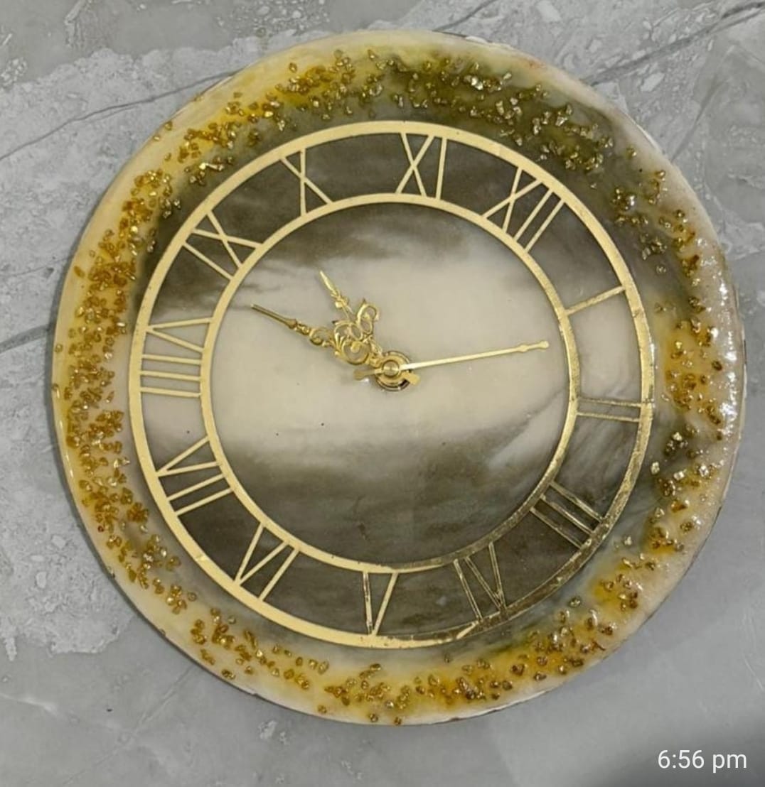 VKR Trading Handmade Luxury Resin Wall Clock Yellow Round 6 Inch with Roman Letters