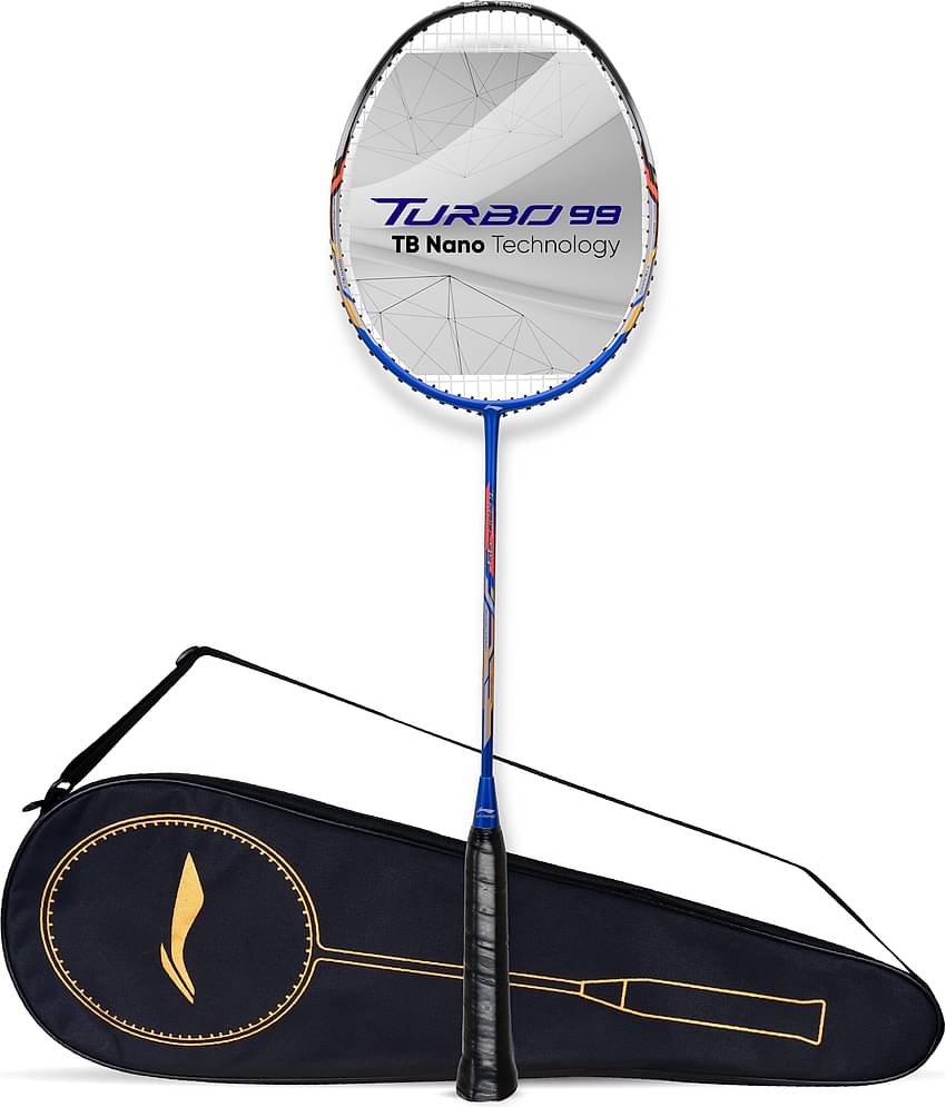 Li-Ning Turbo 99 Strung Carbon Fibre Badminton Racket With Free Full Cover (Blue / Black)