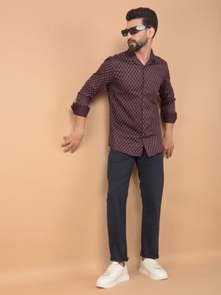 Wine Printed Shirt-M / Wine