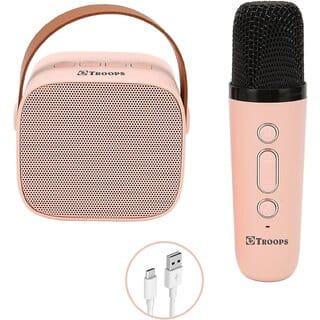 TP TROOPS Speaker With Mic Set, Stable Mini Portable Karaoke Machine Rechargeable HD Stereo Adjustable Volume for Kids f