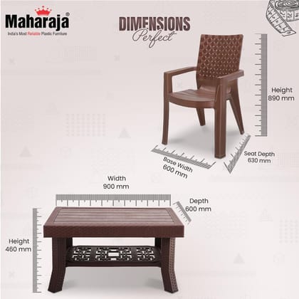 MAHARAJA Luxury Plastic Armchair & Table Set | Heavy-Duty & Sleek Design for Every Space