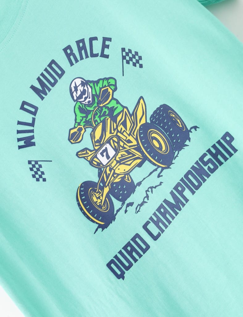 Premium Kids Boys T shirt Cotton Biscay Green "Wild Mud Race" 2025 at ShopCircuit | ONDC Premium Kids Boys T shirt Cotton Biscay Green "Wild Mud Race" 2025 at ShopCircuit | ONDC
