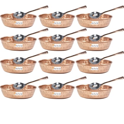 Pure Copper Serving Bowls with Spoons | Set of 12
