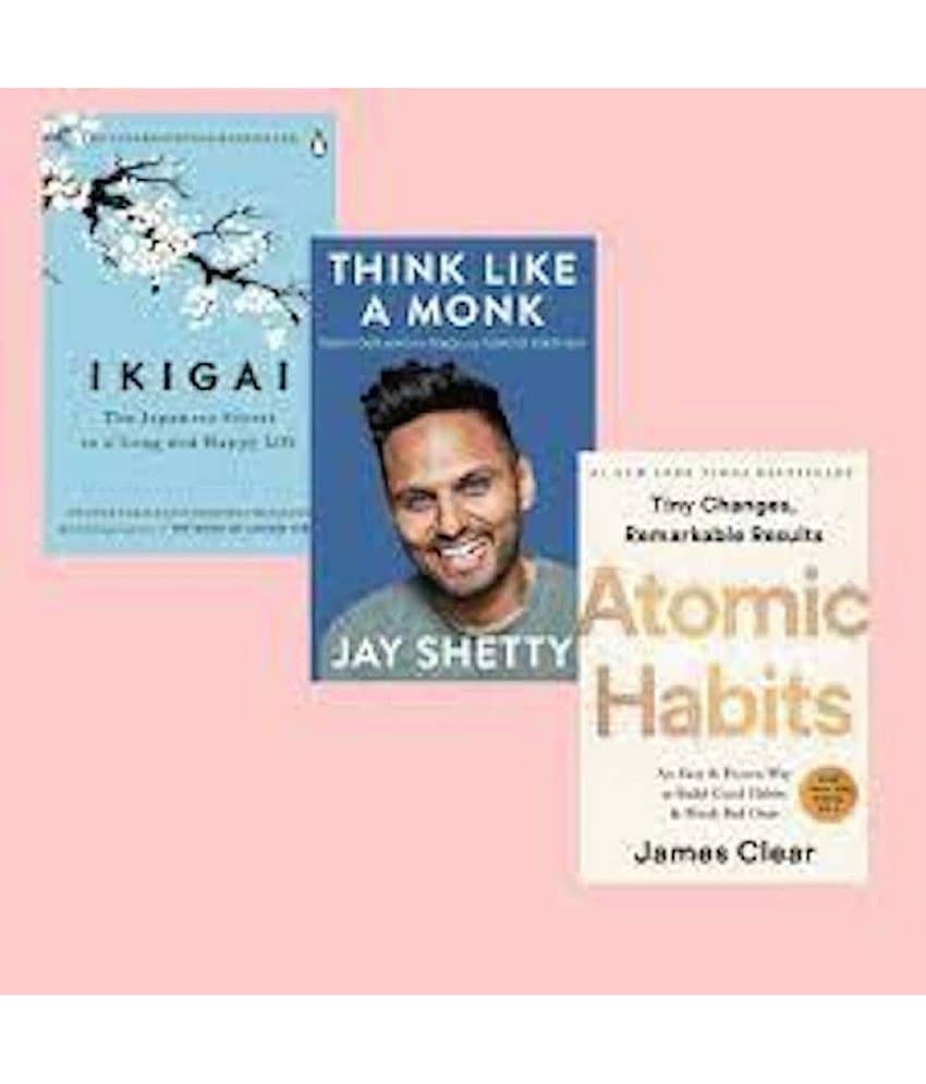 Books Combo (Ikigai, Think Like A Monk, Atomic Habits)- Paperback