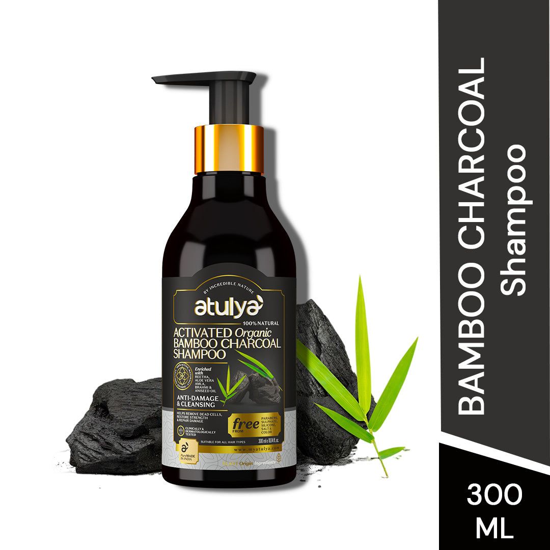 Atulya Activated Bamboo Charcoal Shampoo | Anti-damage and Cleansing - 300ml