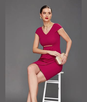 Miss Chase Women Polyester Solid Bodycon Dress ( Pink )