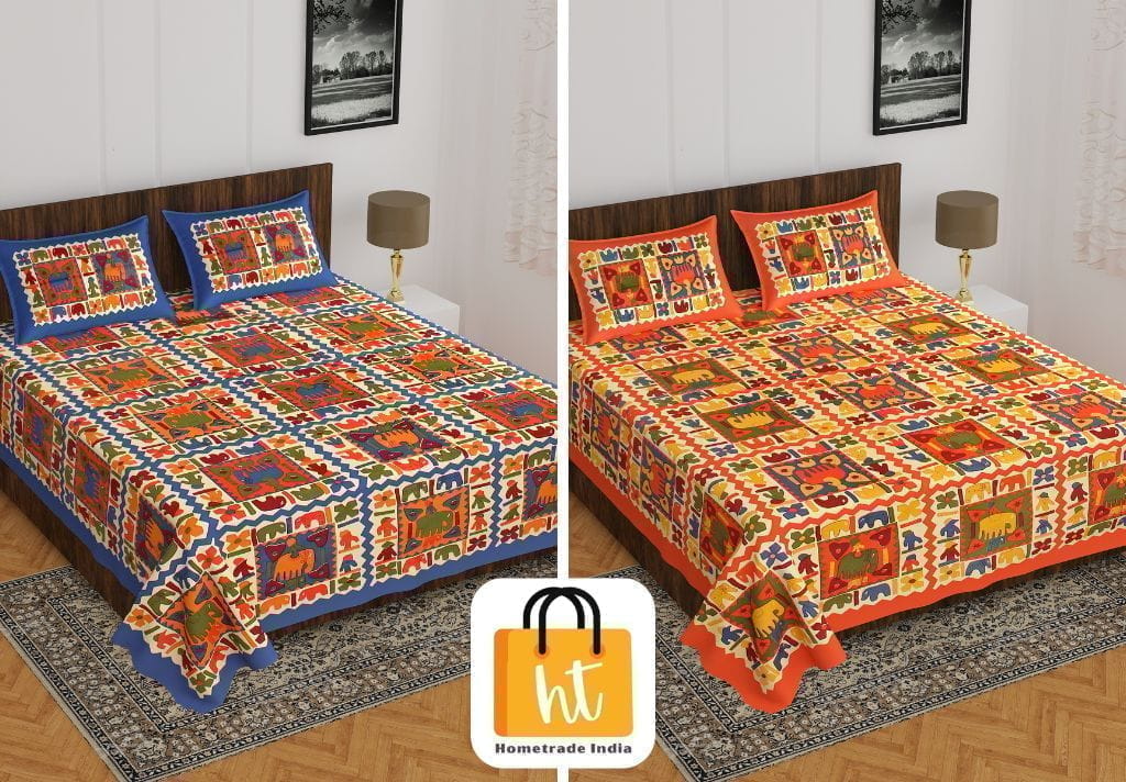 2201-Hometrade India- Standard Double Size (90*100 in )-Combo Double Bedsheet