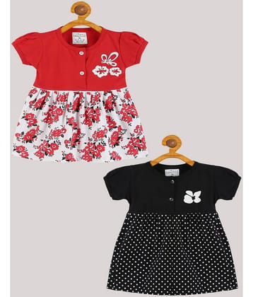 Babeezworld Pack of 2 Baby Girls Cotton Frock ( Red & Black )