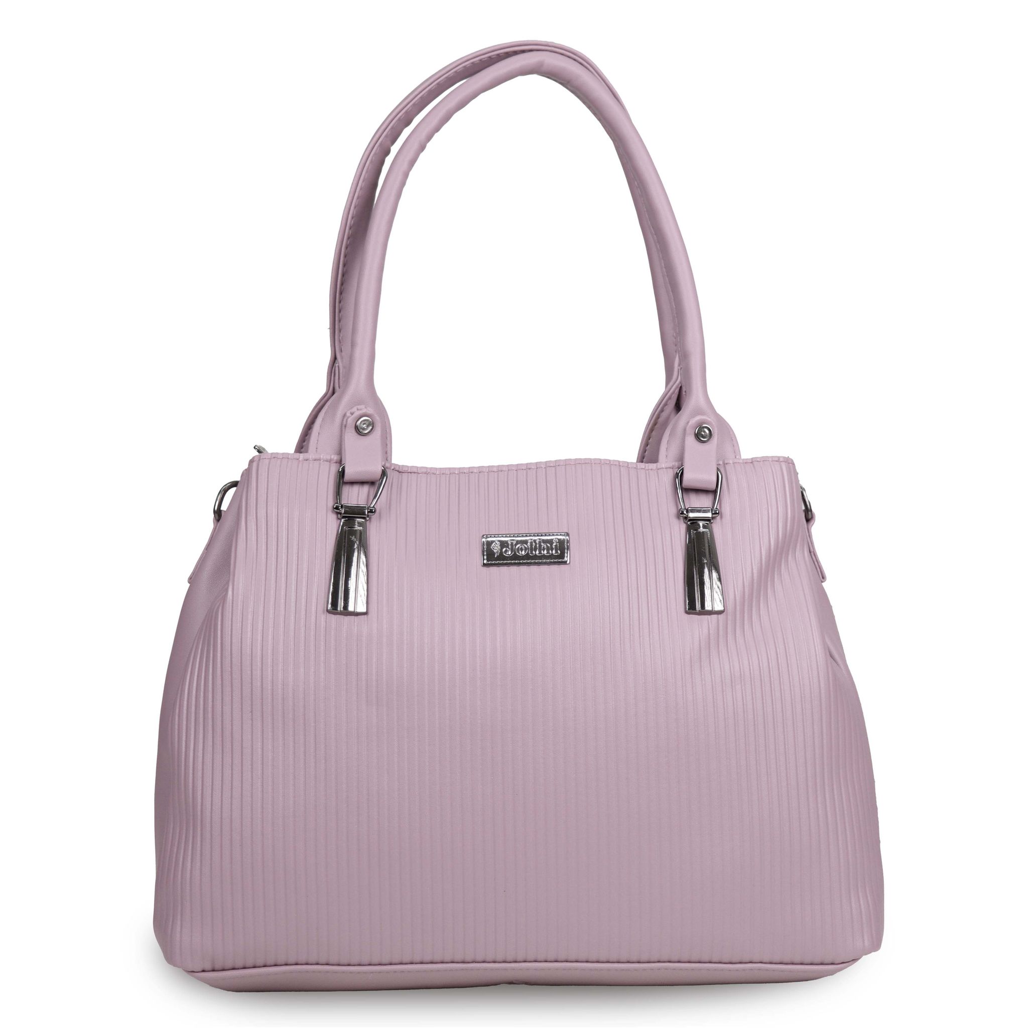 Jothi Rinka Premium Womens Handbag | Quilted Panel Synthetic Leather Tote | 3-Compartment Spacious Design | Water-Resistant | Soft Base | Lavender Rose