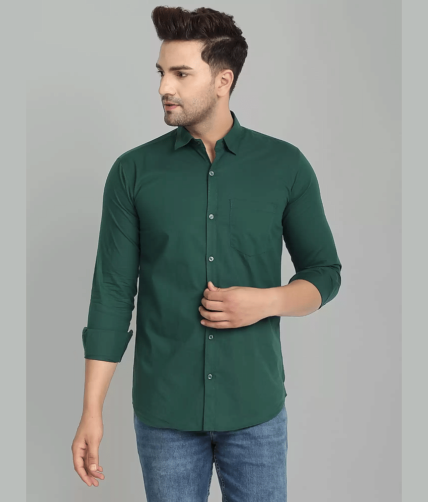 VERTUSY - Green Cotton Regular Fit Men's Casual Shirt ( Pack of 1 )