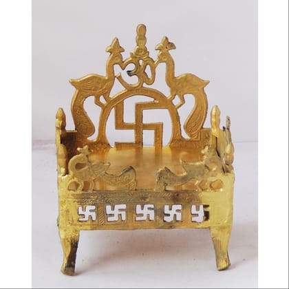 Traditional Brass Singhasan Dhalai for God Idol | Antique Finish Puja Item, Height : 9 Inch (ZMAS324 E)