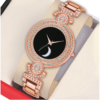 Bolun Black Half Chand Dial Rose Gold BD Girls and Women Watch